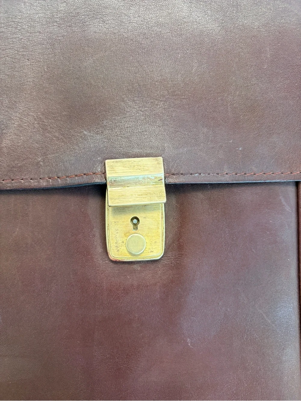 Vintage Uruguay Leather Men's Brown Oxblood Briefcase File Keep - Shoulder Strap